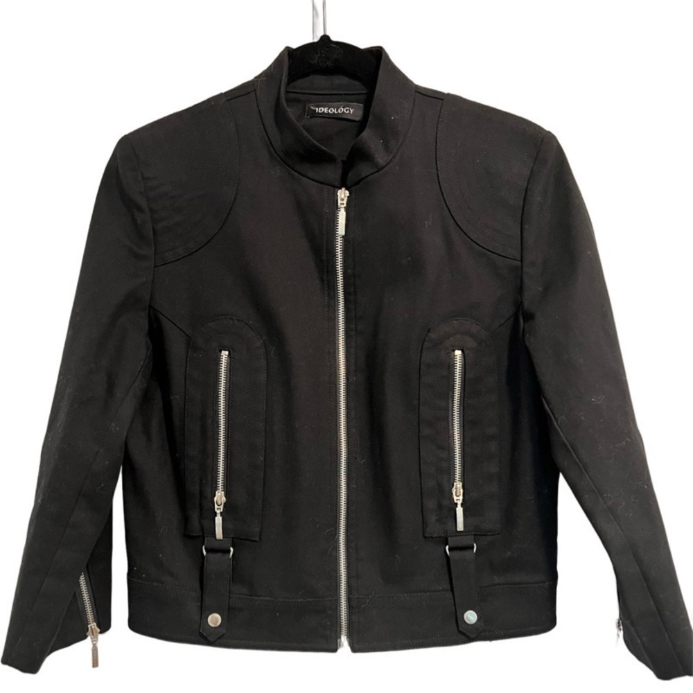 IDEOLOGY Black Jean Jacket with Zippers